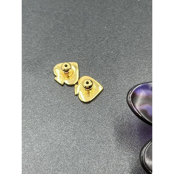 Kate Spade Large Purple Brown Floral PETAL PUSHER Gold Plated Statement Earring - Picture 10 of 15